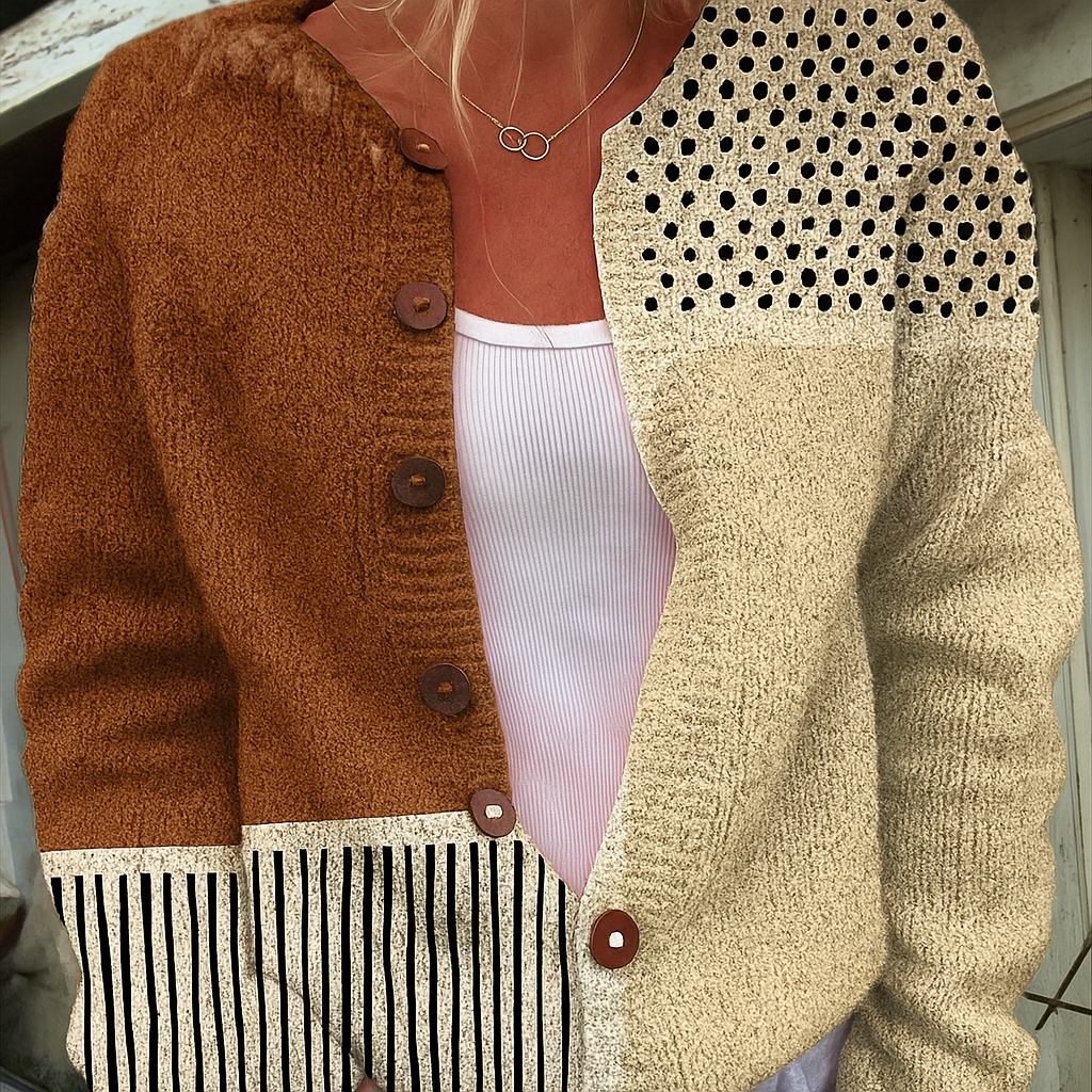 Women's Vintage Floral Art Print Buttoned Cardigan Sweater