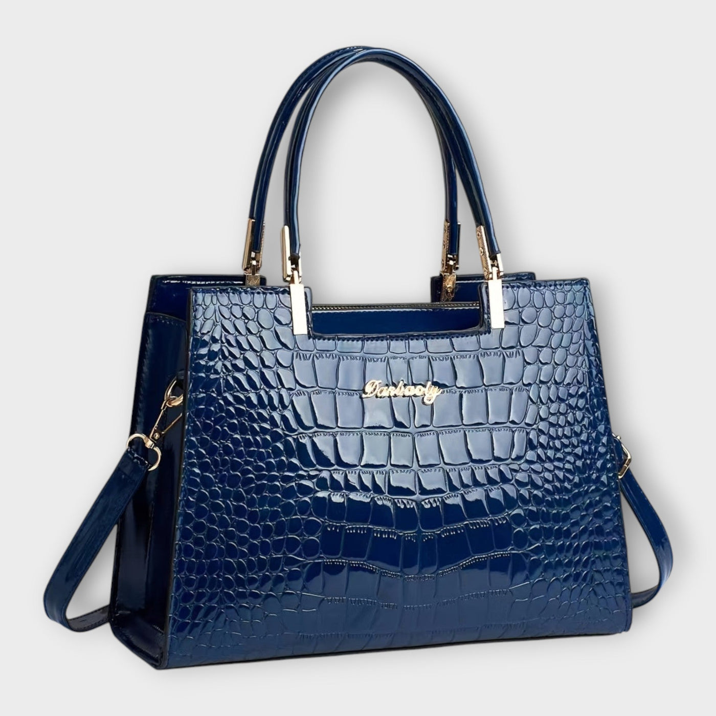 Sage - Glossy Crocodile Pattern Handbag