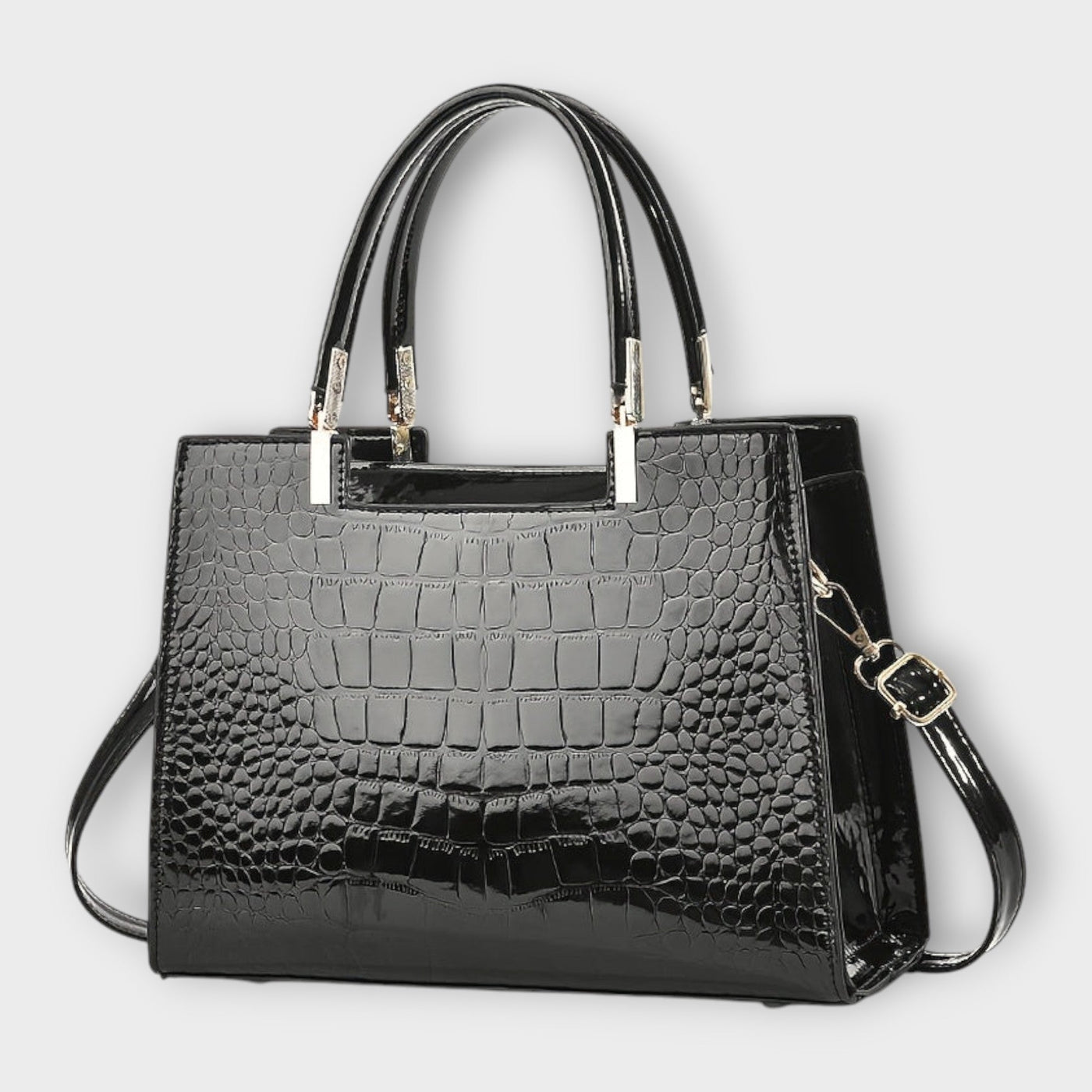 Sage - Glossy Crocodile Pattern Handbag