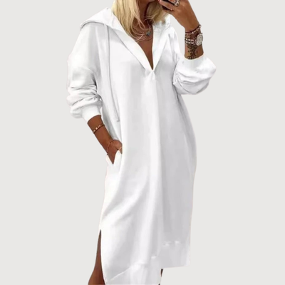 Casual Hooded Honeycomb Knit Fleece Dress